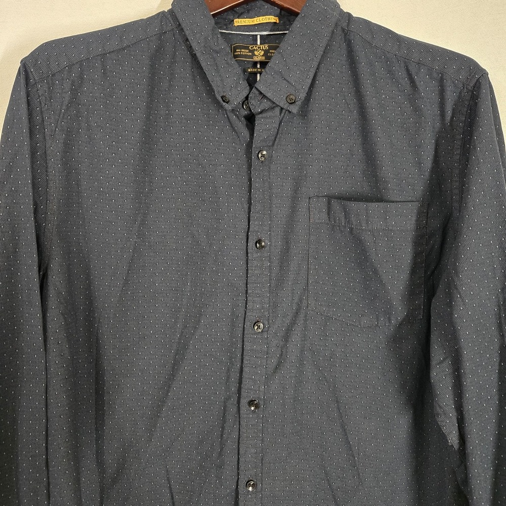Cactus Premium Clothing Men's 100% Cotton Button Up Shirt Size XLarge Drk Blue